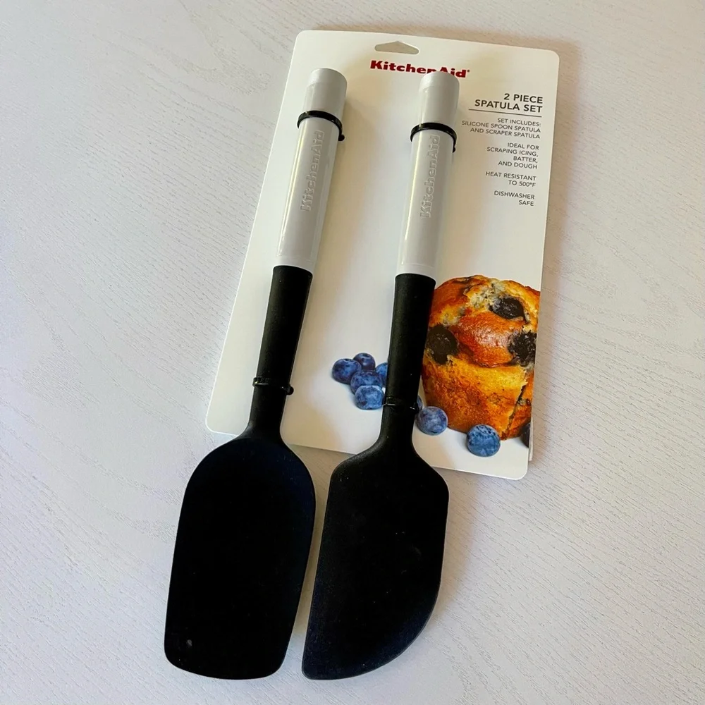 KitchenAid Black and Gray Beige 2 Piece Spatula Duo Set